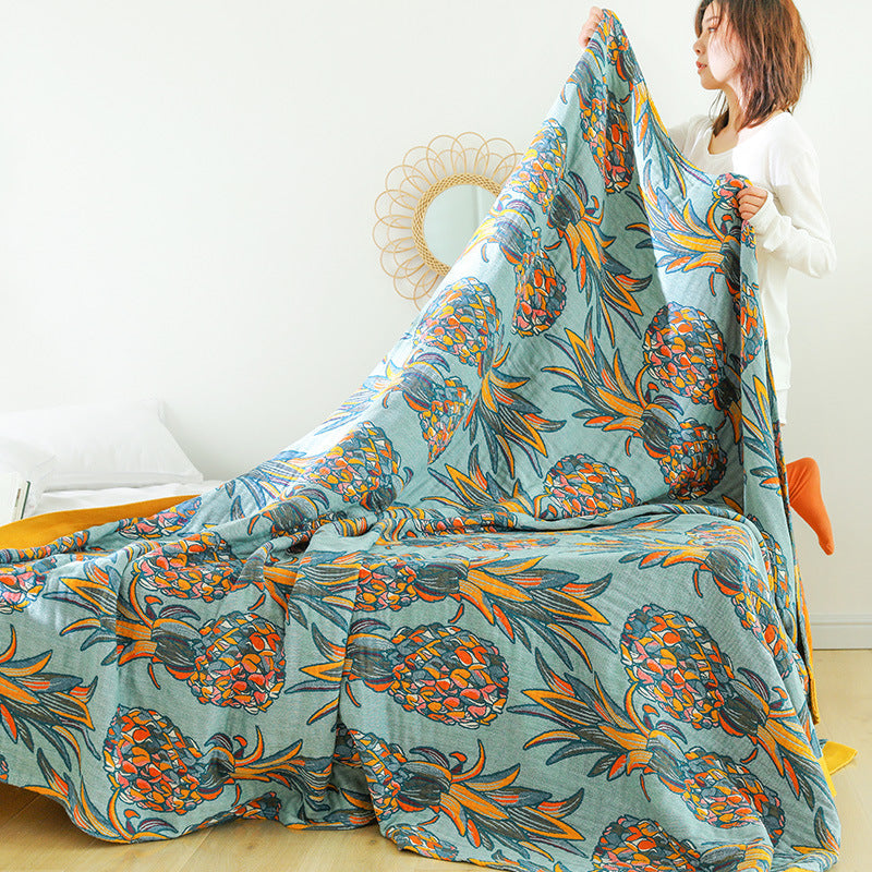 Floral Blanket 100% Cotton Sofa Summer Throw Blanket Quilt