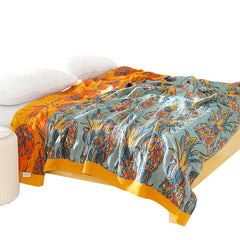 Floral Blanket 100% Cotton Sofa Summer Throw Blanket Quilt