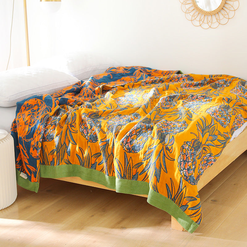 Floral Blanket 100% Cotton Sofa Summer Throw Blanket Quilt