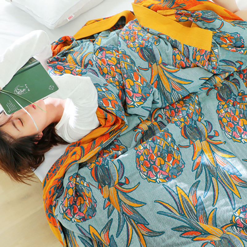 Floral Blanket 100% Cotton Sofa Summer Throw Blanket Quilt