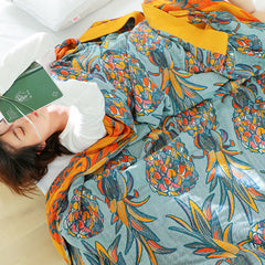 Floral Blanket 100% Cotton Sofa Summer Throw Blanket Quilt