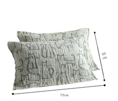 Cartoon Cotton Three-Layer Gauze Thickened Pillowcase Adult Children Student Pillowcase