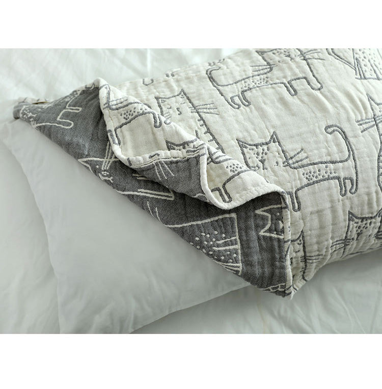 Cartoon Cotton Three-Layer Gauze Thickened Pillowcase Adult Children Student Pillowcase