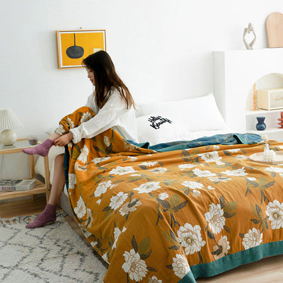 Cobertor adulto 100% algodão edredom floral para sofá