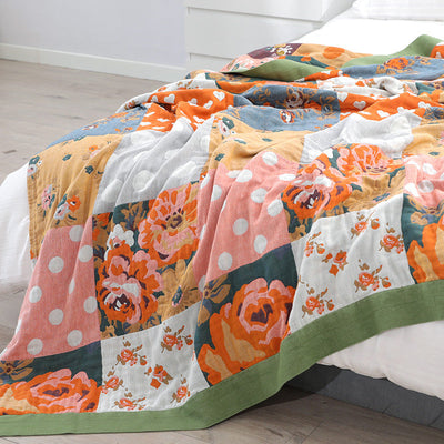 Colcha de verão respirável floral 100% algodão para sofá