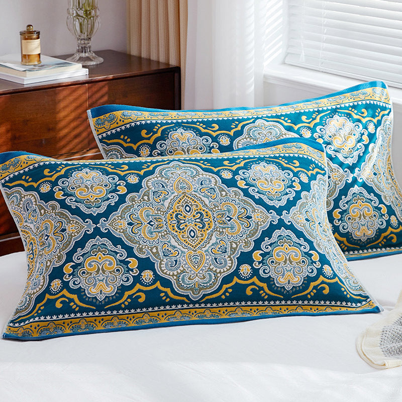 Cotton Gauze Breathable 100% Cotton Sofa Throw Floral Pillowcase