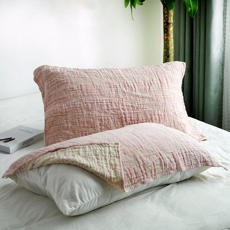 Cartoon Cotton Three-Layer Gauze Thickened Pillowcase Adult Children Student Pillowcase