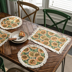 Jacquard Sunflower Tassel Decorative Entrance Cover Table Runner