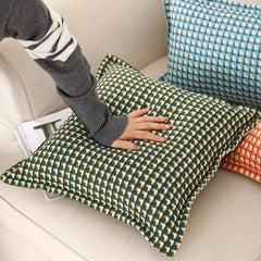 Plaid Cotton Linen Breathable Sofa Pillowcase And Car Pillow Cushion