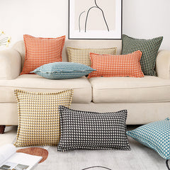 Plaid Cotton Linen Breathable Sofa Pillowcase And Car Pillow Cushion