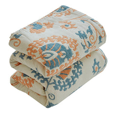 Four Layers Gauze Floral Blanket 100% Cotton Sofa Summer Throw Blanket Quilt