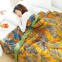 Floral Blanket 100% Cotton Sofa Summer Throw Blanket Quilt