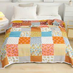 Nap Breathable Floral 100% Cotton Sofa Autumn Throw Blanket Quilt