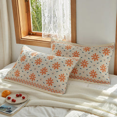 2 Pieces Bohemia Floral Cotton Breathable 100% Cotton Sofa Throw Pillowcase