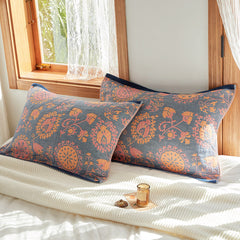 2 Pieces Bohemia Floral Cotton Breathable 100% Cotton Sofa Throw Pillowcase