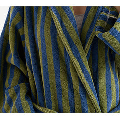 Plaid Stripe Breathable Cotton Gauze Long Sleeve Autumn Winter Warm Bathrobe Absorbent Bathrobe Robe