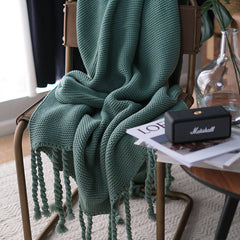 Long Tassel Four Season Flower Blanket Sofa Throw Blanket