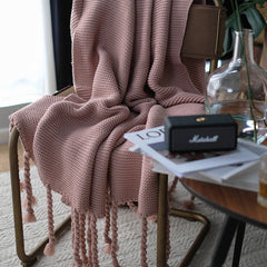 Long Tassel Four Season Flower Blanket Sofa Throw Blanket