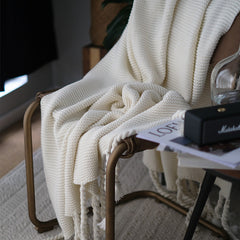 Long Tassel Four Season Flower Blanket Sofa Throw Blanket