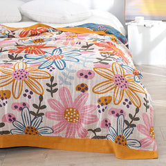 Floral Summer Nap 100% Cotton Sofa Throw Blanket Quilt