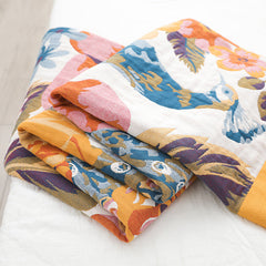 Floral Nap 100% Cotton Sofa Throw Blanket Quilt For Summer