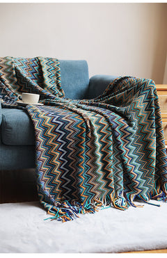 Vintage Mid Century Style Bohemian Sofa Throw Blanket