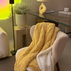 Polyester Soft Solid Sofa Throw Blanket