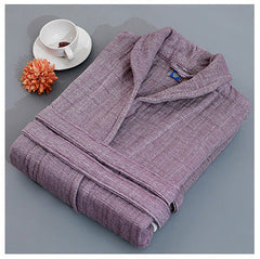 Breathable Cotton Gauze Couples Long Sleeve Autumn Winter Warm Bathrobe Absorbent Bathrobe Robe