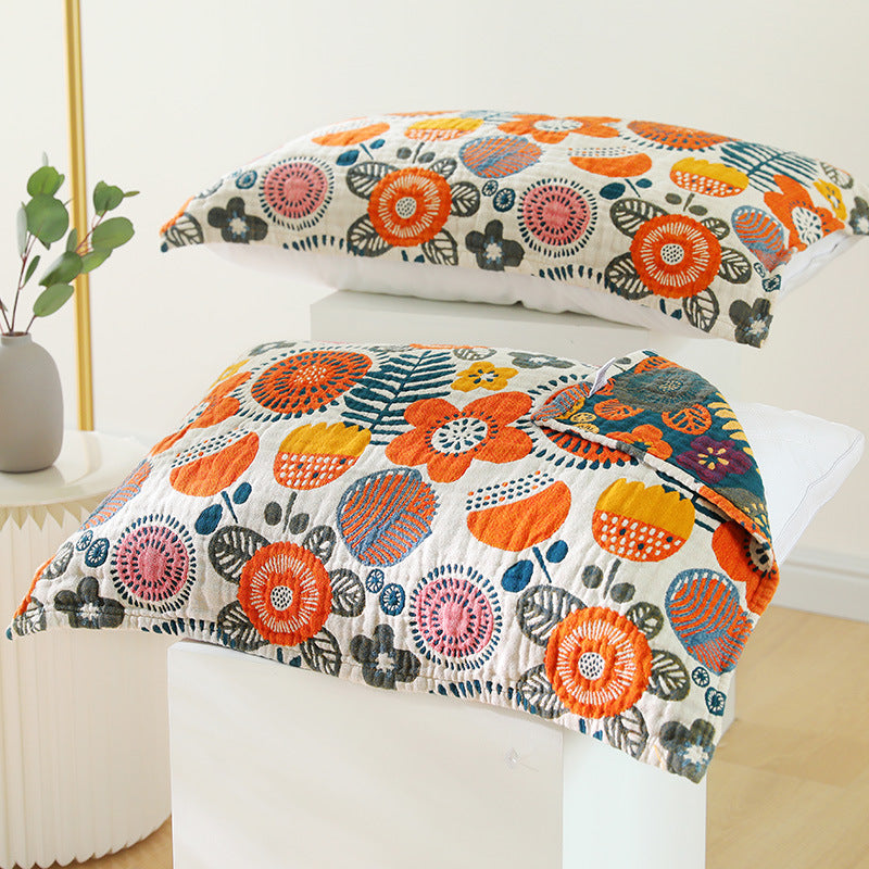 2 Pieces Cotton Print Soft Sweat Absorbent Pillowcases