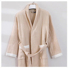 Breathable Cotton Gauze Couples Long Sleeve Autumn Winter Warm Bathrobe Absorbent Bathrobe Robe