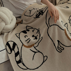 Cat Prints 100% Cotton Children Four Summer Nap Blanket