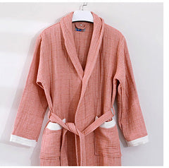 Breathable Cotton Gauze Couples Long Sleeve Autumn Winter Warm Bathrobe Absorbent Bathrobe Robe