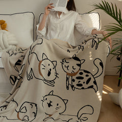 Cat Prints 100% Cotton Children Four Summer Nap Blanket