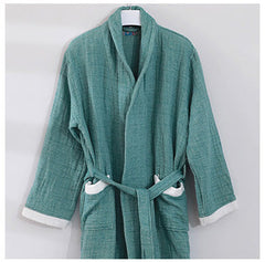 Breathable Cotton Gauze Couples Long Sleeve Autumn Winter Warm Bathrobe Absorbent Bathrobe Robe