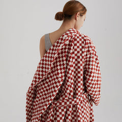 Plaid Stripe Breathable Cotton Gauze Long Sleeve Autumn Winter Warm Bathrobe Absorbent Bathrobe Robe