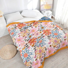 Floral Summer Nap 100% Cotton Sofa Throw Blanket Quilt