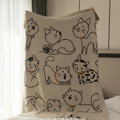 Cat Prints 100% Cotton Children Four Summer Nap Blanket